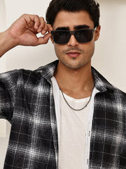 Cotton Blend Brushed Check Casual Shirt ( RDSH 028Black )