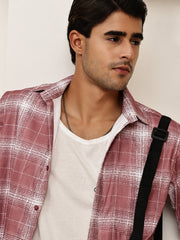 Cotton Blend Brushed Check Casual Shirt ( RDSH 028Magenta )