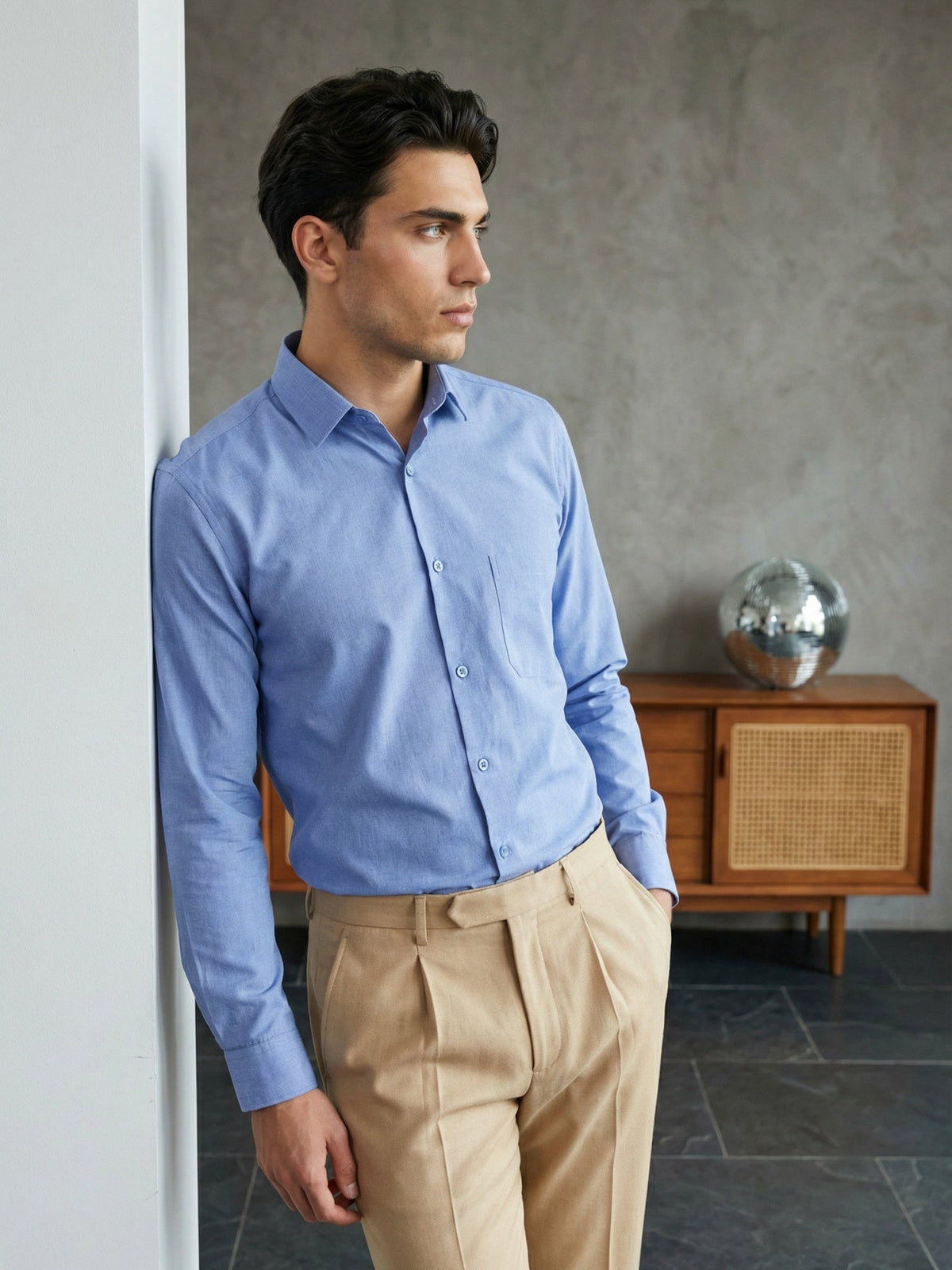 Men’s Soft Cotton Blend Blue Shirt ( RDSH 035Blue )