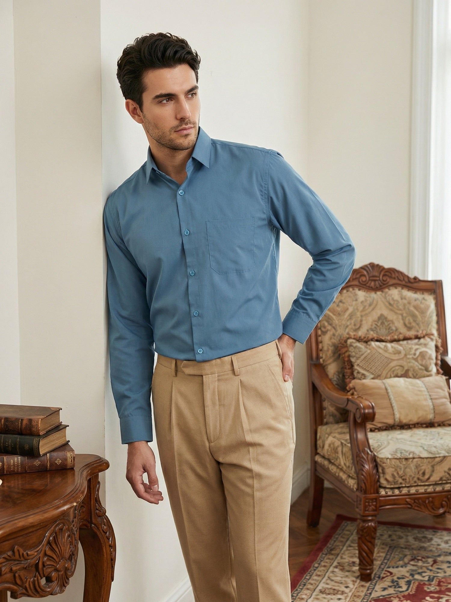 DesiQlo Men Solid Men Regular Fit Shirts - Multicolor - RDSH_037Blue