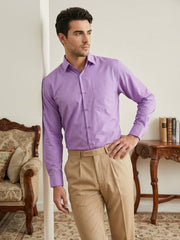 Men Cotton Blend Solid Smart Office Formal Shirt ( RDSH 038Light-Purple )