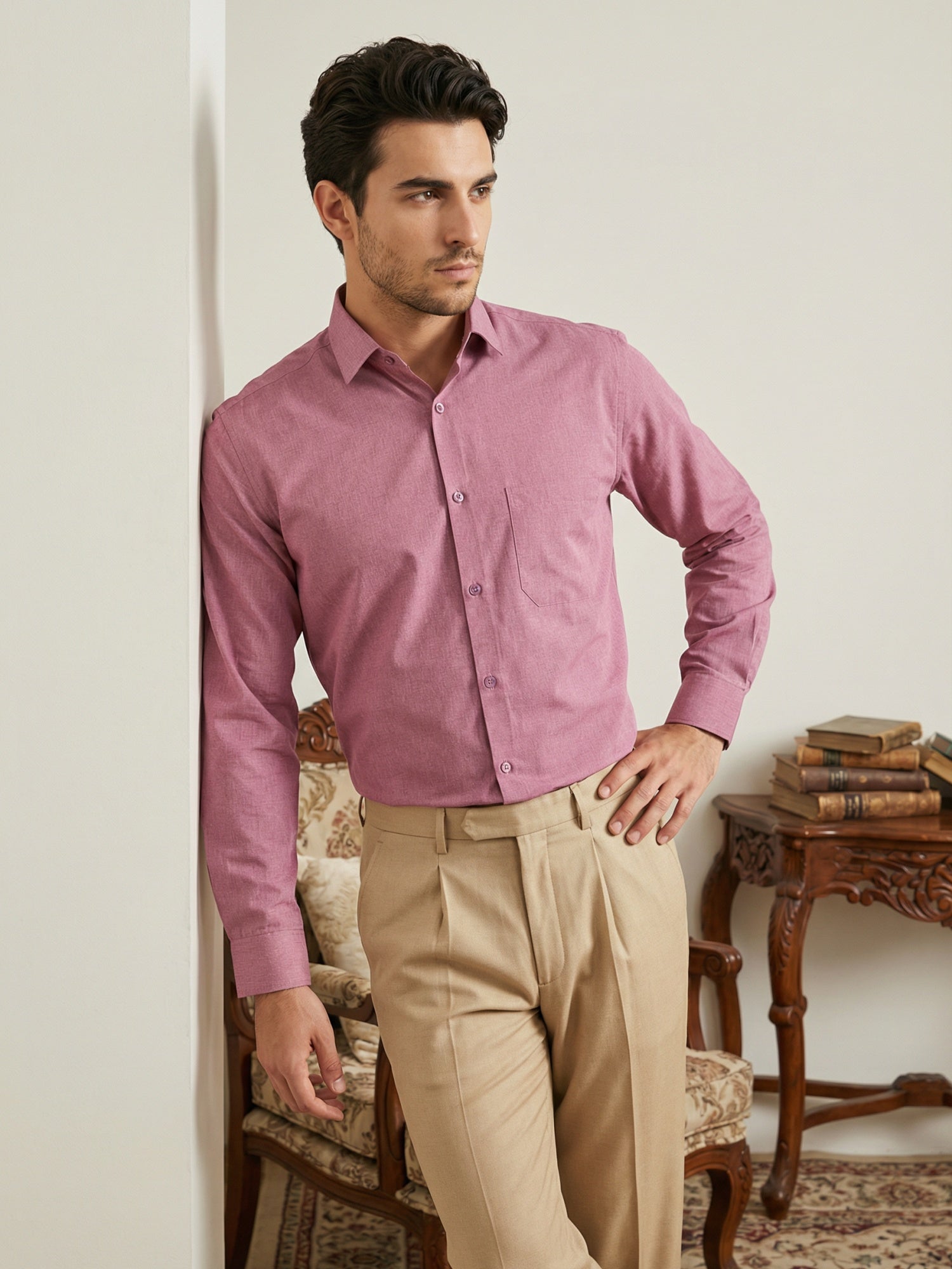 DesiQlo Men Solid Men Regular Fit Shirts - Multicolor - RDSH_038Magent