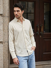 Men’s Textured Corduroy Woven Casual Shirt ( RDSH 043Cream )