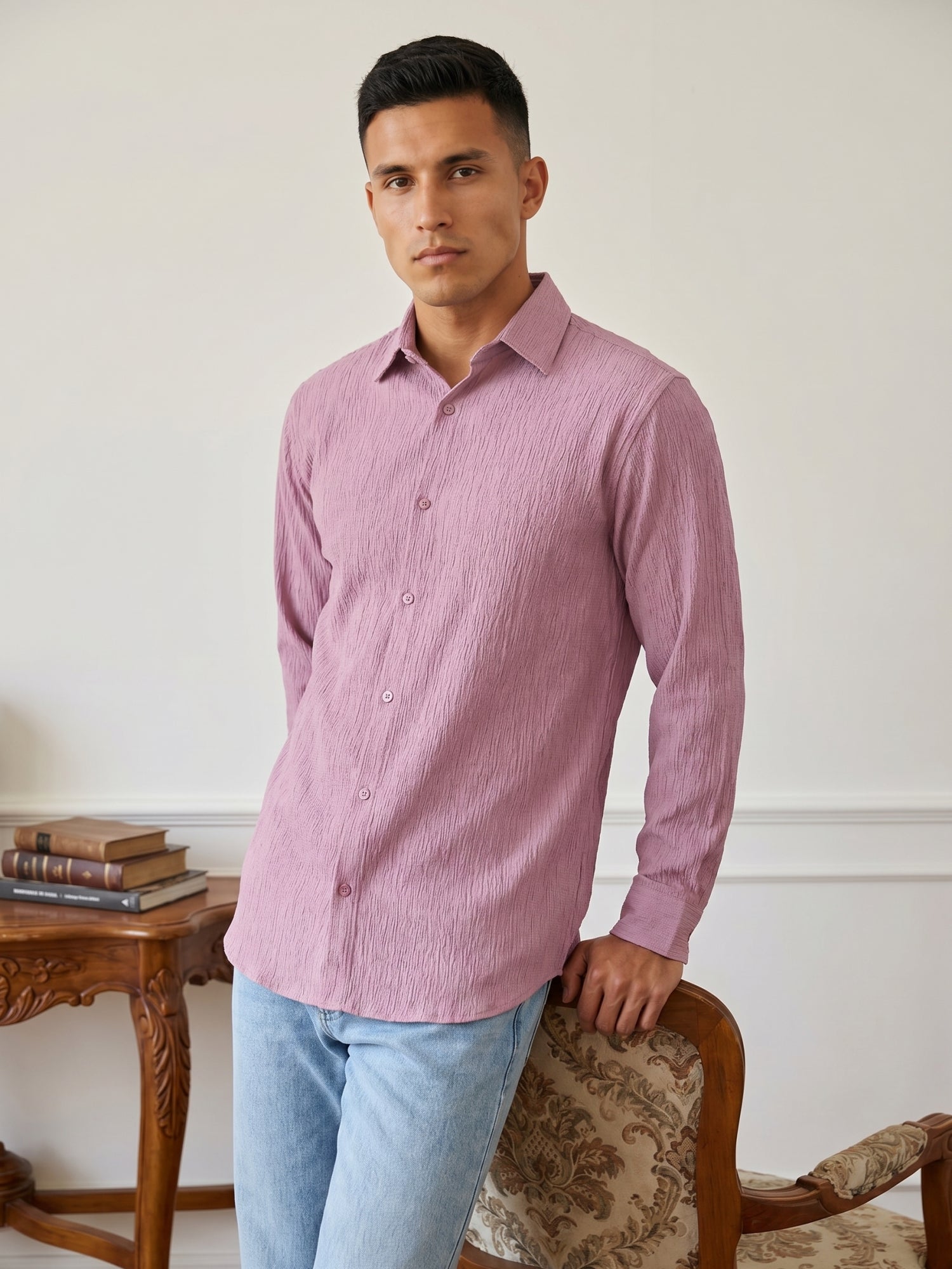 DesiQlo Men Textured Men Regular Fit Shirts - Multicolor
