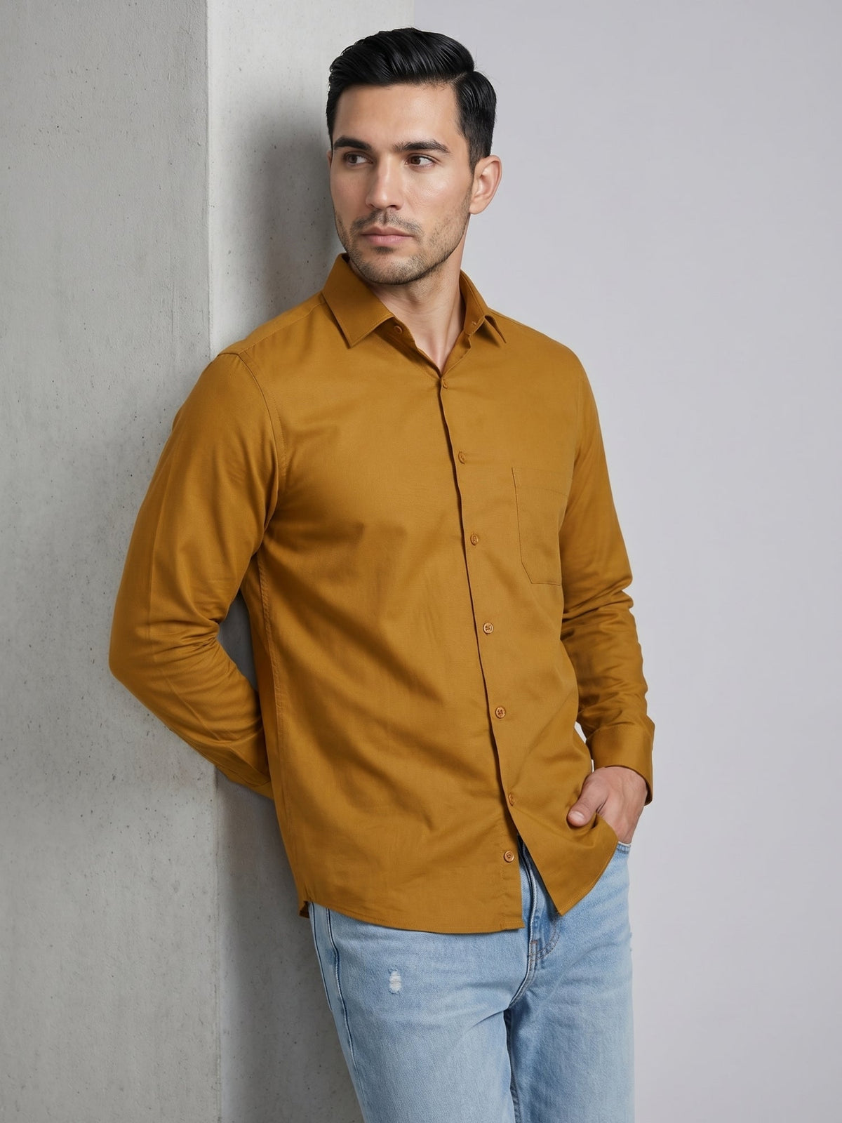 Cotton Solid Casual Shirt for Mens. ( RDSH 361Mustard )