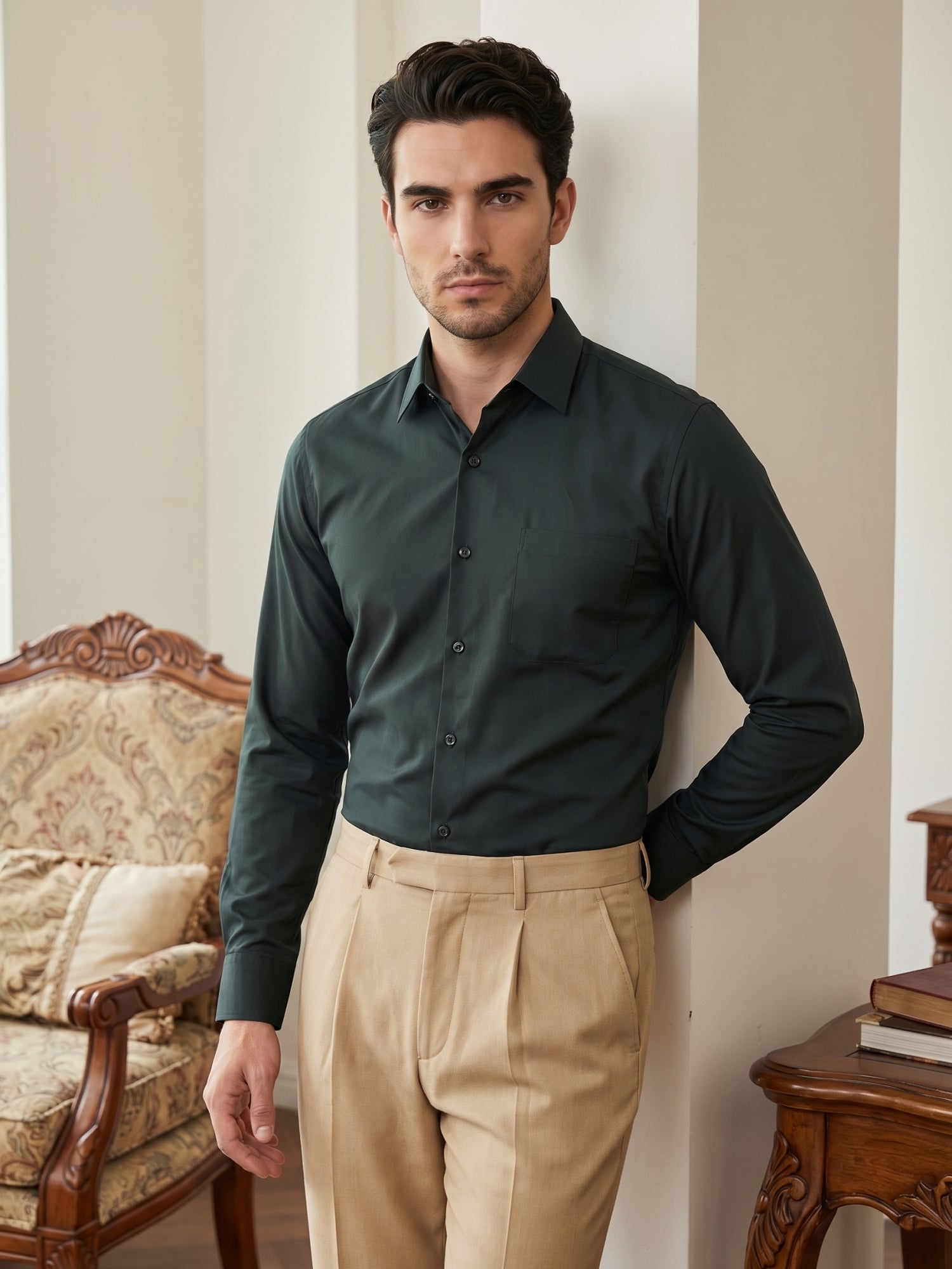 DesiQlo Men Solid Men Regular Fit Shirts - Multicolor - RDSH_883Olive