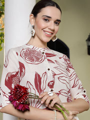 Stylum Women's Red Botanical Printed Rayon A-Line Kurta (REDRALLY)