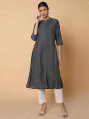 Women Solid Grey A Line Kurta-RF-2531-Grey