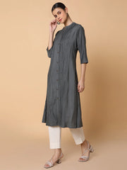 Women Solid Grey A Line Kurta-RF-2531-Grey