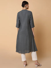 Women Solid Grey A Line Kurta-RF-2531-Grey