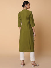 Women Solid Green Straight Kurta-RF-2562-Green