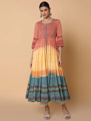 Women Floral Peach Anarkali Kurta-RF-672-Peach