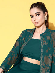 Printed Top & Jacket With Skirt-AHBLSKJK-COMBO-1005