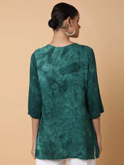 Women Floral Green Chikankari Kurti-RJF-056-Green
