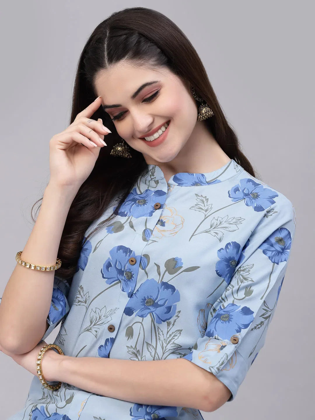 Floral Rayon Indian Kurta for Women - Stylish A-Line Kurtis