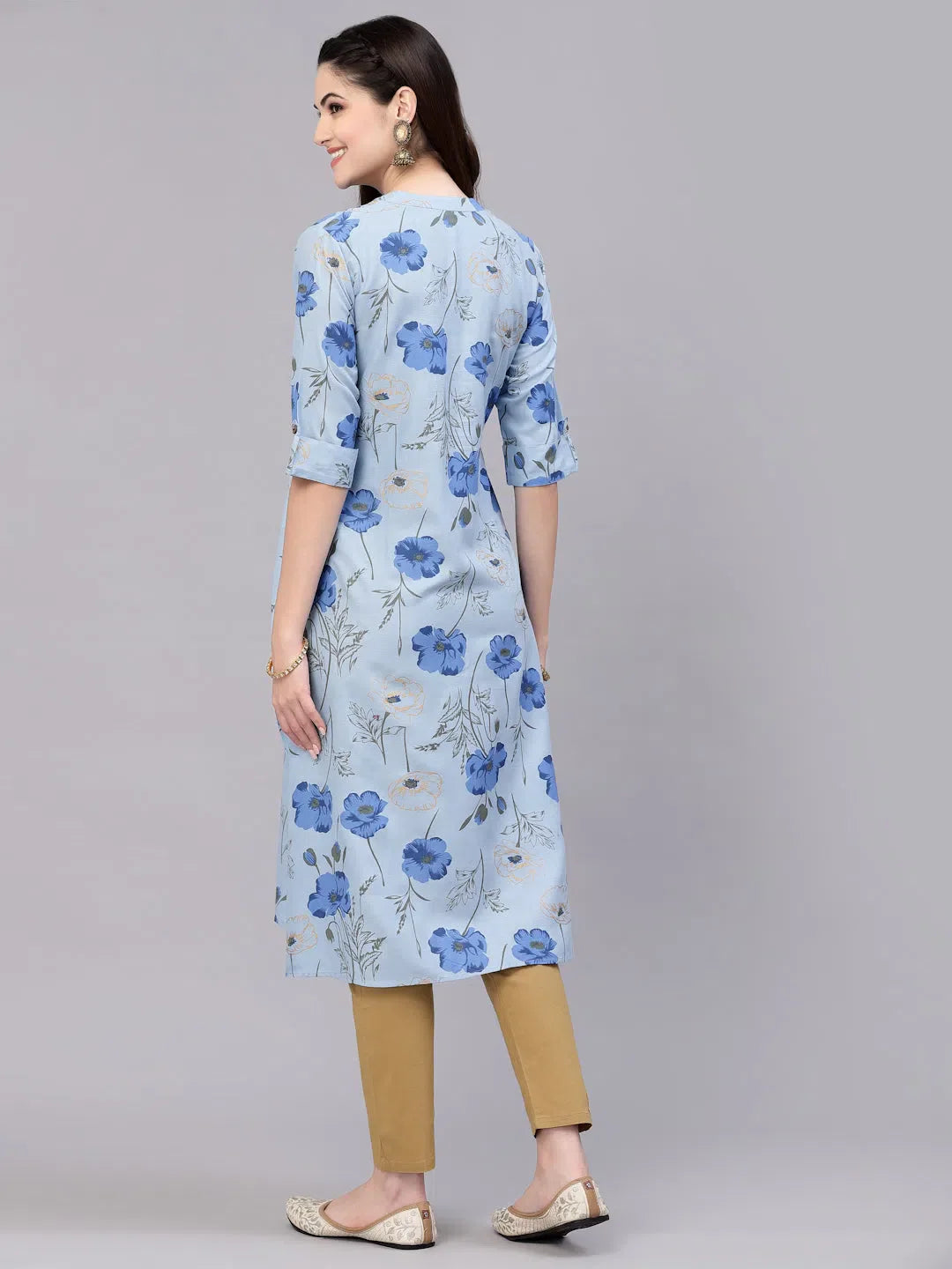 Floral Rayon Indian Kurta for Women - Stylish A-Line Kurtis
