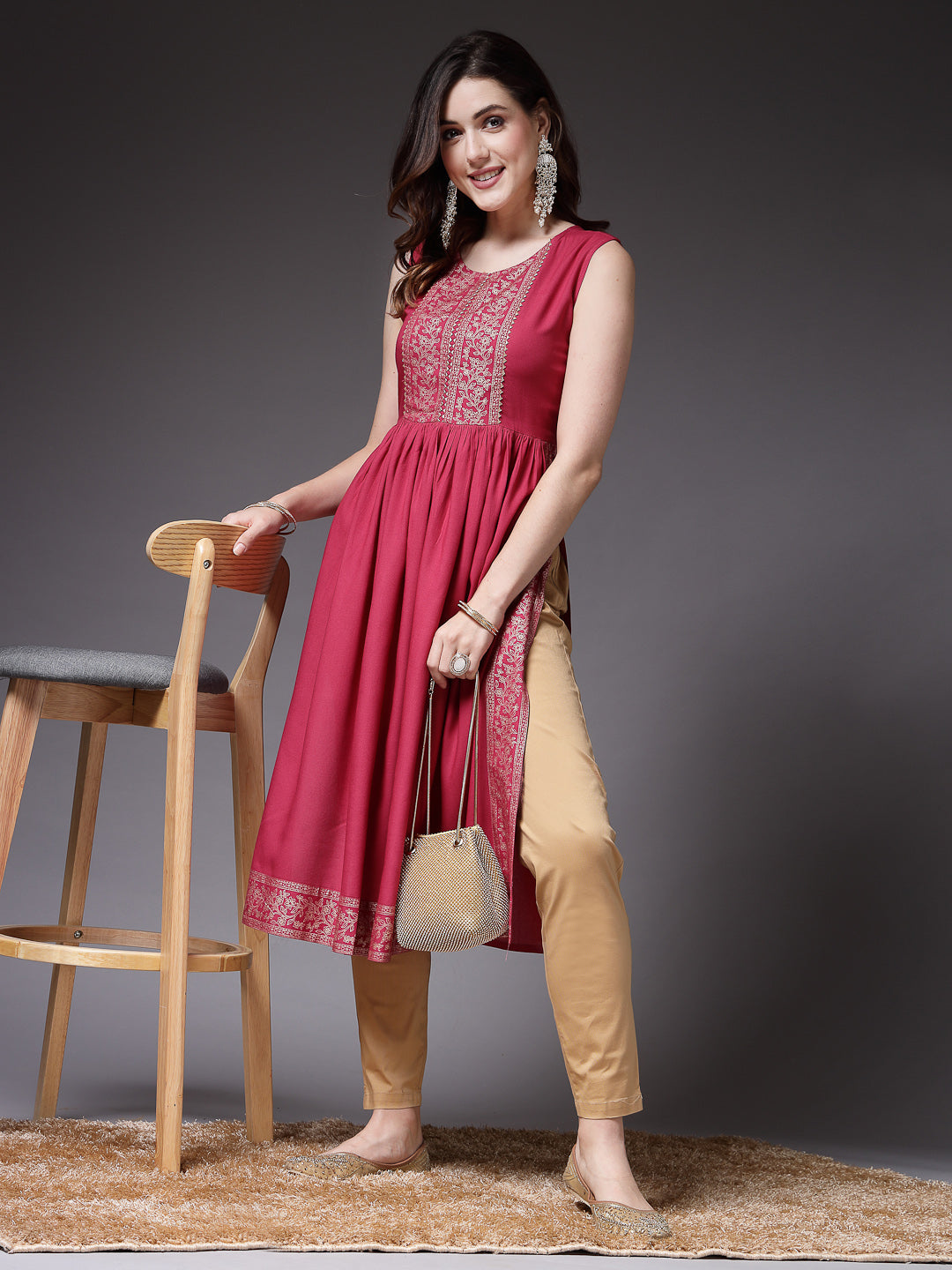 Women's Solid Rayon Naira Cut Kurta (ROSEGOOFI) | DesiQlo