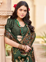 Women's Dola White Printed Designer Saree With Blouse Piece-RAJWADI42G