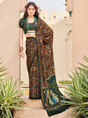 Women's Dola White Printed Designer Saree With Blouse Piece-RAJWADI42G