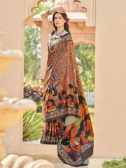 Women's Dola Yellow Printed Designer Saree With Blouse Piece-RAJWADI03F