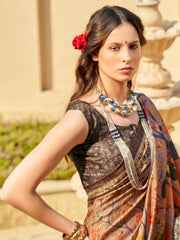 Women's Dola Yellow Printed Designer Saree With Blouse Piece-RAJWADI03F