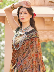 Women's Dola Yellow Printed Designer Saree With Blouse Piece-RAJWADI03F