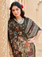 Women's Dola Yellow Printed Designer Saree With Blouse Piece-RAJWADI07B