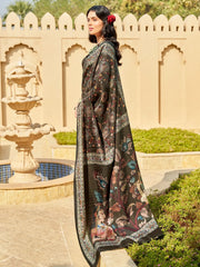 Women's Dola Yellow Printed Designer Saree With Blouse Piece-RAJWADI07B