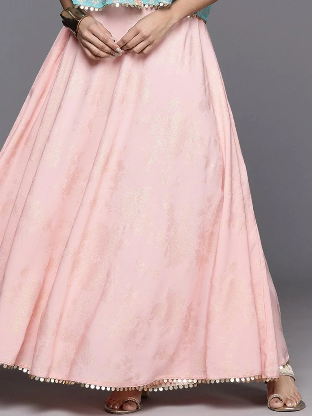 Floral Printed Flared Maxi Skirt-AHSKCRSP-15027