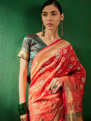 Womens Fashion Ethnic Red Color Sarees-MLSHWSA1265RED0ONE