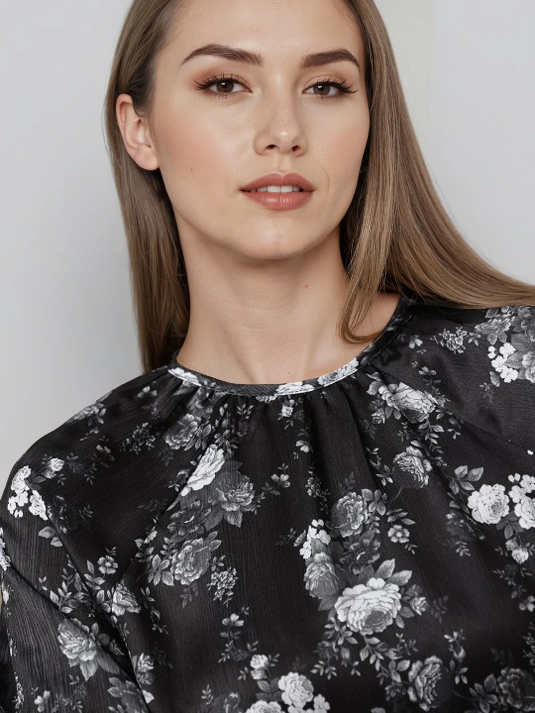 Rosah Women Black Round Neck Printed Smart Casual Top-RSTPCCFDP-5