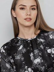 Rosah Women Black Round Neck Printed Smart Casual Top-RSTPCCFDP-5