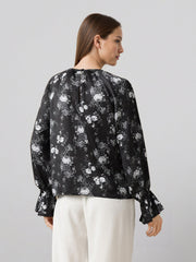 Rosah Women Black Round Neck Printed Smart Casual Top-RSTPCCFDP-5
