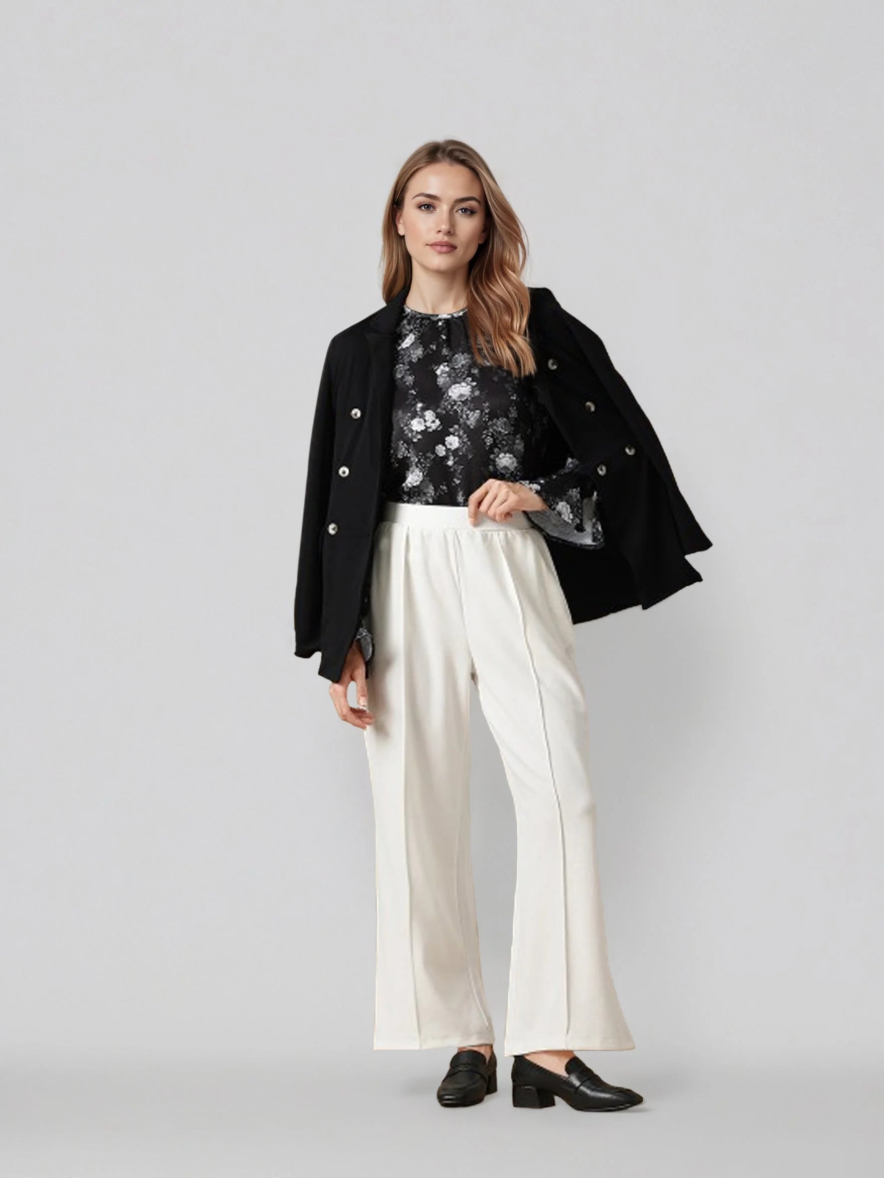 Rosah Women Black Round Neck Printed Smart Casual Top-RSTPCCFDP-5