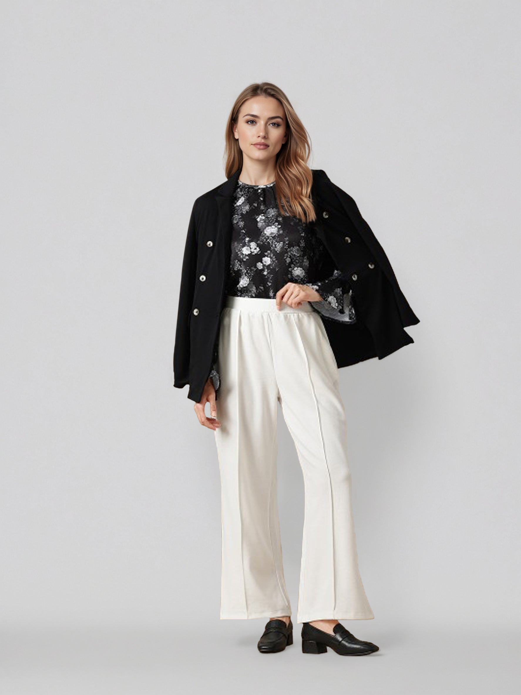 Rosah Women Black Round Neck Printed Smart Casual Top-RSTPCCFDP-5