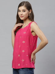 Pink & Golden Printed Top-RSTPRYFP-4304