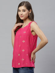 Pink & Golden Printed Top-RSTPRYFP-4304