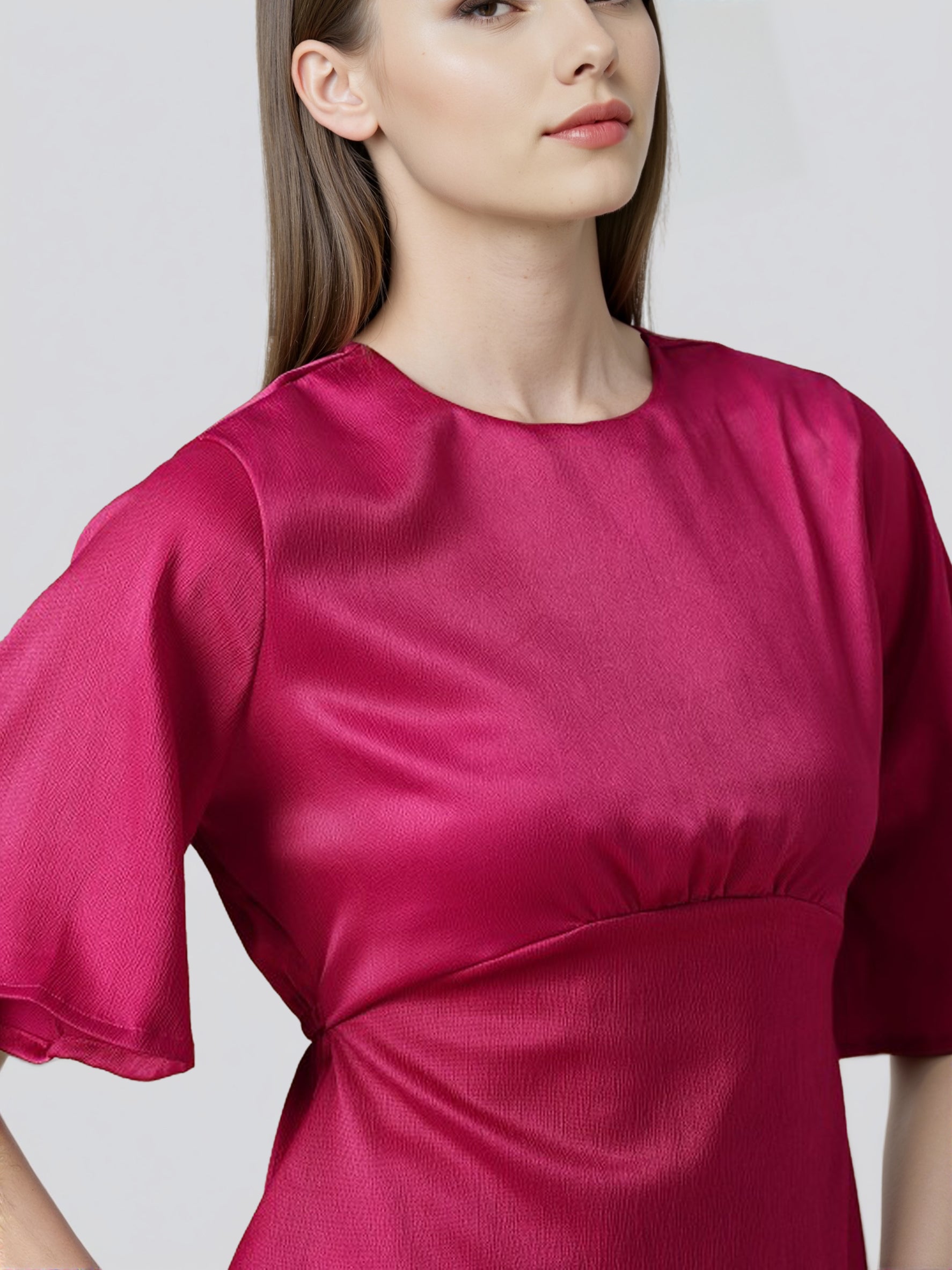 Rosah Women Pink High Neck Dyed Smart Casual Top-RSTPSTDY-06