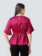 Rosah Women Pink High Neck Dyed Smart Casual Top-RSTPSTDY-06