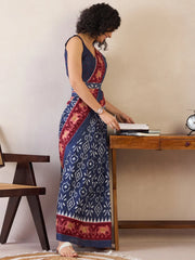 Women's Georgette Light Blue Printed Designer Saree With Blouse Piece-27KAVI2701