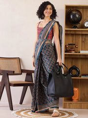 Women's Georgette Rust Printed Designer Saree With Blouse Piece-PLTINUM1006