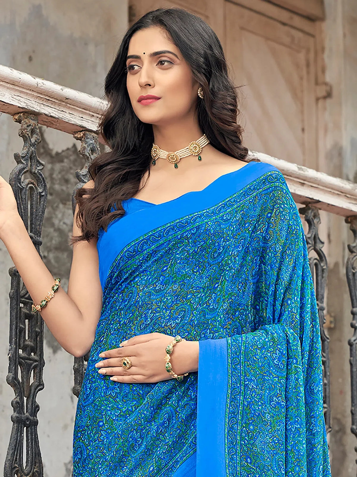 Women's Kota Doria Cotton Green Printed Designer Saree With Blouse Piece-BALUSHA104