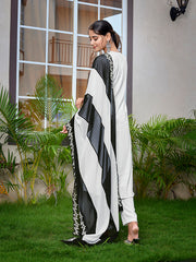 Women's Viscose Solid Flared Kurta Pant With Dupatta-ME101-surbhizmlblkwhite