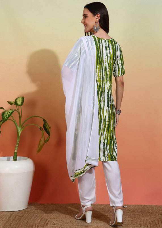 Women's Crepe Printed Straight Kurta Pant With Dupatta