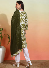 Women's Crepe Printed Straight Kurta Pant With Dupatta-ME113-MHNDWHT-CRP-KPD