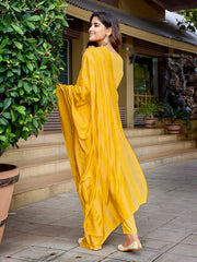 Women's Crepe Foil Printed Straight Kurta Pant With Dupatta-ME130-MFYELO