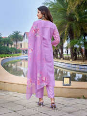 Women's Chanderi Woven Straight Kurta Pant With Dupatta-ME131-RBPURL