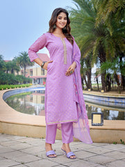 Women's Chanderi Woven Straight Kurta Pant With Dupatta-ME131-RBPURL