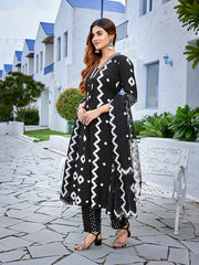 Women's Viscose Embroidered Flared Kurta Pant With Dupatta-ME151-surbhiBlck-SKD