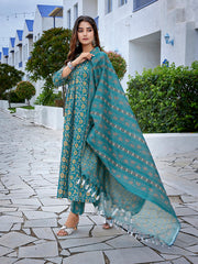 Women's Viscose Printed Flared Kurta Pant With Dupatta-ME156-surbhiRamablu-SKD